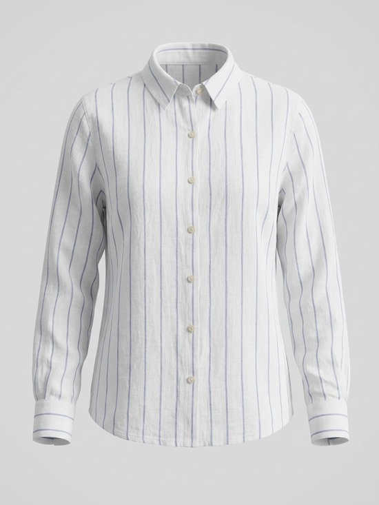 Joie Tops - Joie 100% Linen Striped Light Blue Button Up Long Sleeve Shirt Size Large